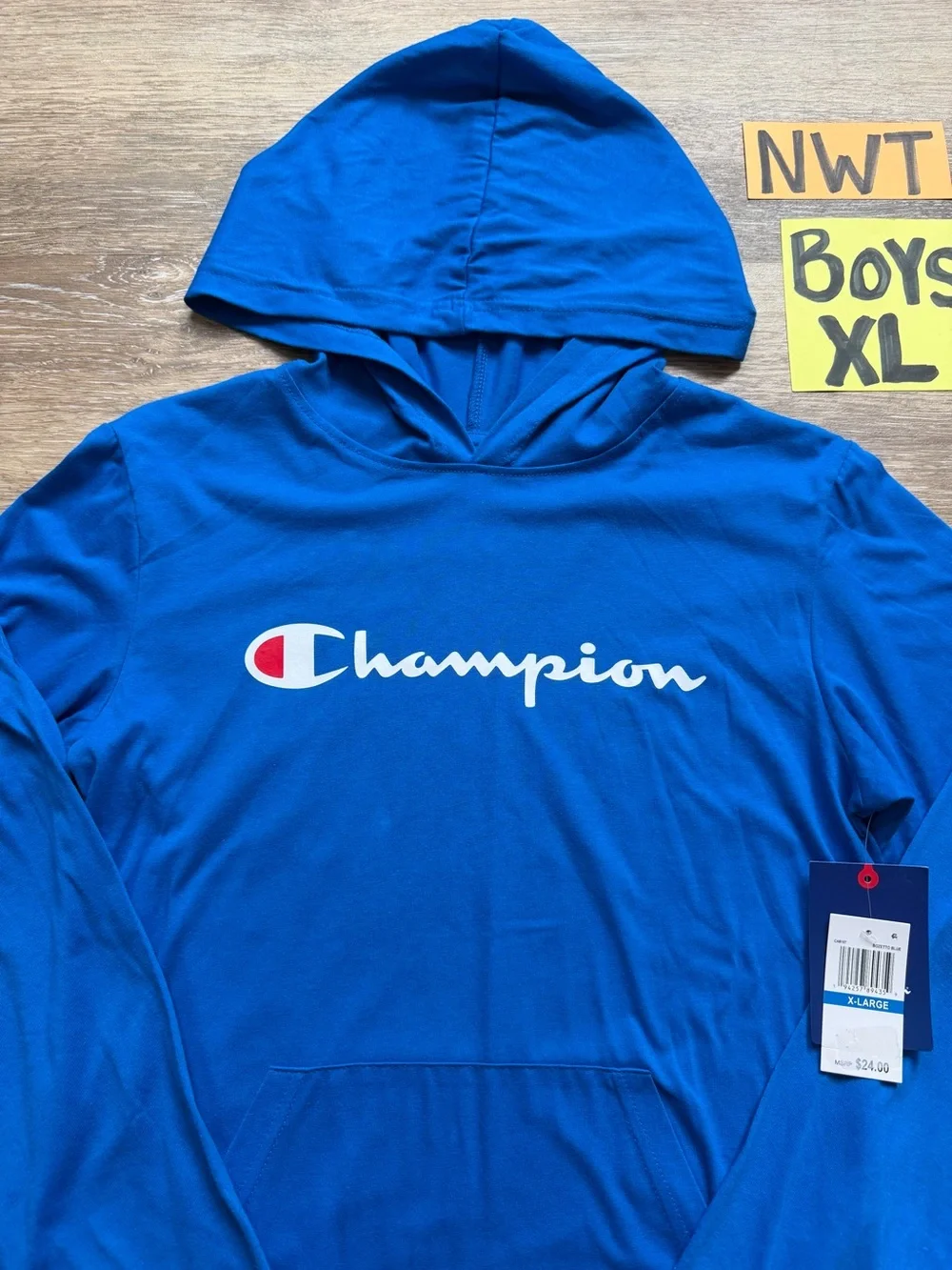 NWT Champion Boys' XL Blue Hooded Pullover Sweatshirt